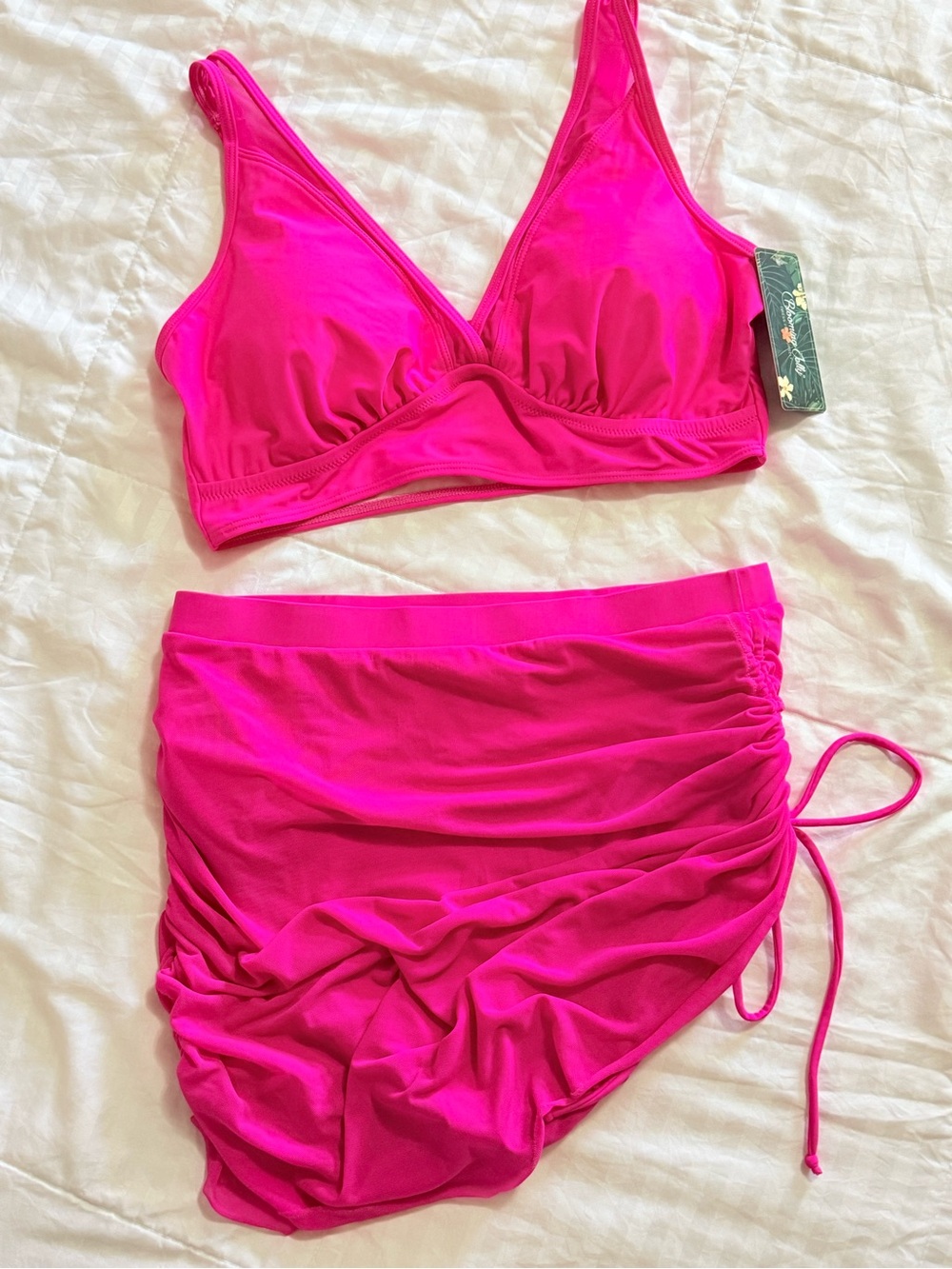 Blooming Jelly Pink Swim Cover Up Set Bikini Top & Wrap Skirt Size L NWT/Pre-Own